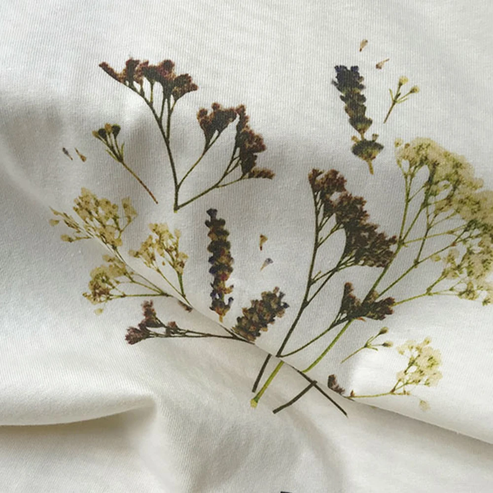 

Force Flowers Aesthetic White T-shirt Women Summer 2021 Short Sleeve Round Neck Casual Tee Shirt Vintage Tshirt Tops Femme