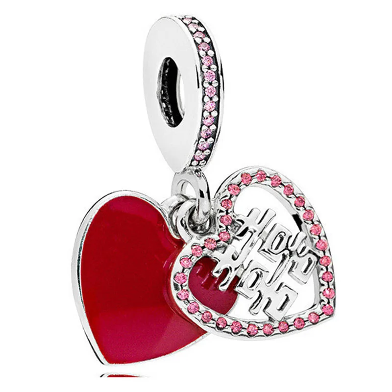 

100% 925 Sterling Silver Charm Chinese Style Double Happiness Pendant Fit Pandora Women Bracelet & Necklace Diy Jewelry