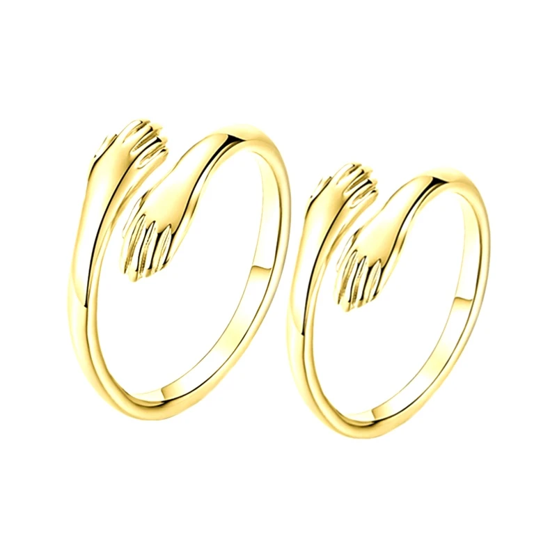 

Hug Ring Adjustable Ring for Women and Men Two-Handed Open Ring Couple Ring Simple Creative Personality Hug Ring Glossy