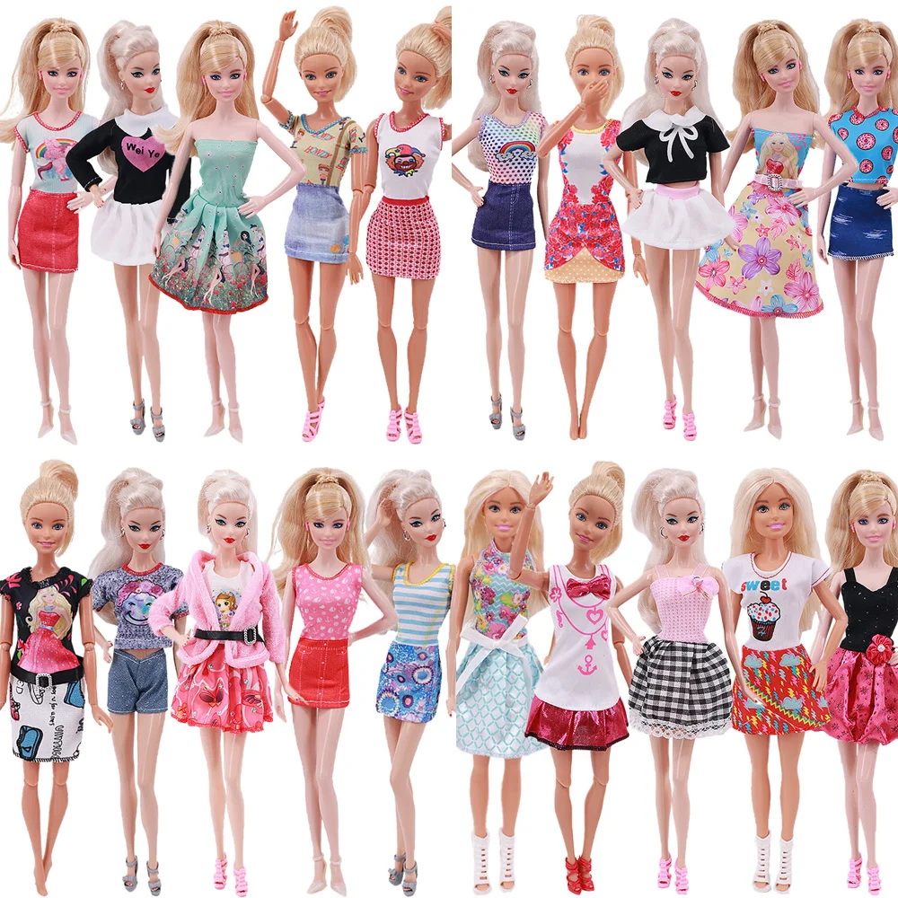 

5Pcs/Lot Barbies Skirt Suit Casual Home Style Multiple Colors Various Styles For 11 Inch Barbies Dolls Accessories,DIY Kids Toy