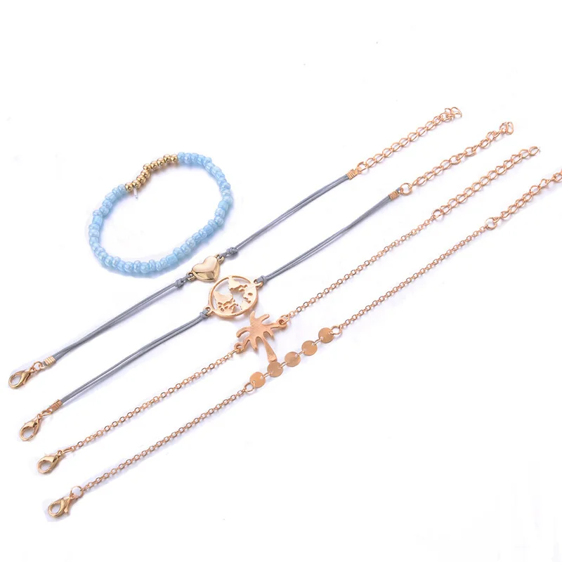 Sindlan 5 шт Простые Модные кокосовое браслеты с деревом Золото Круглый блестка