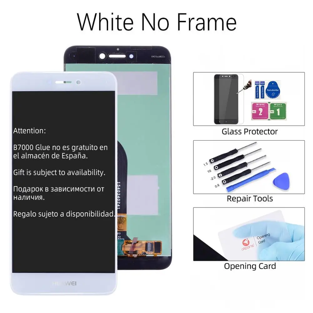 Дисплей для HUAWEI P8 Lite LCD в сборе с тачскрином на рамке 5.2'' черный белый золото синий - Цвет: White No Frame