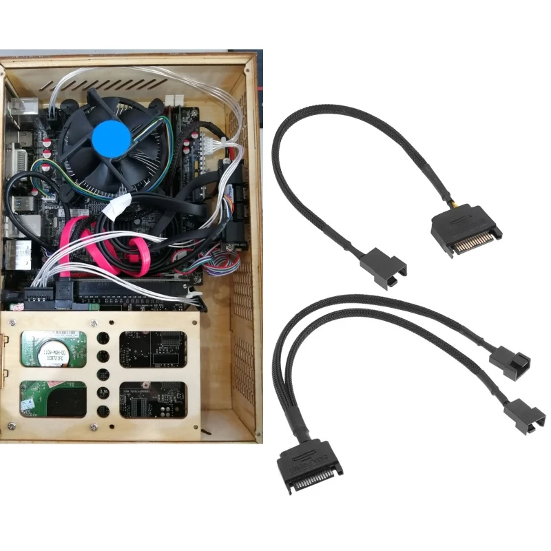 

1Pc SATA 15 Pin to 1/2 Cooling Fan Interface 3 Pin/4 Pin Laptop Motherboard CPU Fan Extension Cable Adapter Cable Connectors