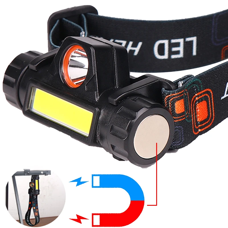 Светодиодный налобный фонарь Cree XPL + COB 18650 лм 18350 USB перезаряжаемый фонарик с