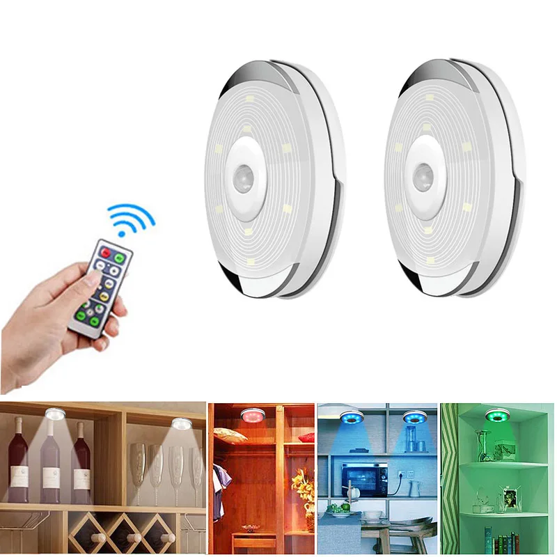 

LED Under Cabinet Light Remote control Dimmer RGB Led Closet Light Battery Powered For Kitchen Wardrobe Cabinet Night light