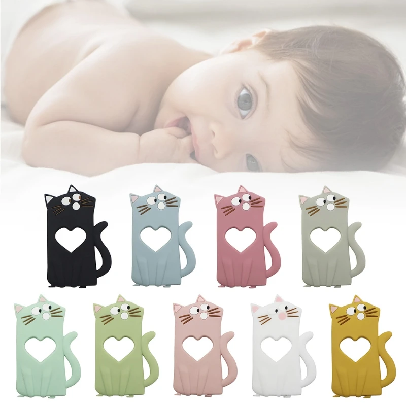 

Cartoon Cats Animal Silicone Beads Teether BPA-free Newborn Infant Teething Toy J2HD