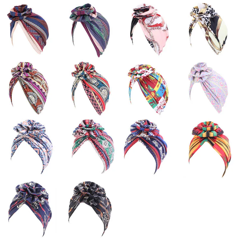 

Повязка на заказ, новый стиль, женская шапка-тюрбан из чистого хлопка с цветочным принтом, шапка в богемном стиле для свадебной вечеринки