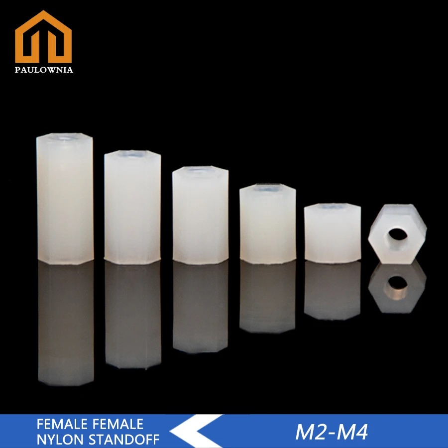 

M3 M4 White Hex Nylon Standoff Spacer Column Female to Female Screw Flat Head Nylon Plastic Spacing Screws Nuts Length 5-50mm