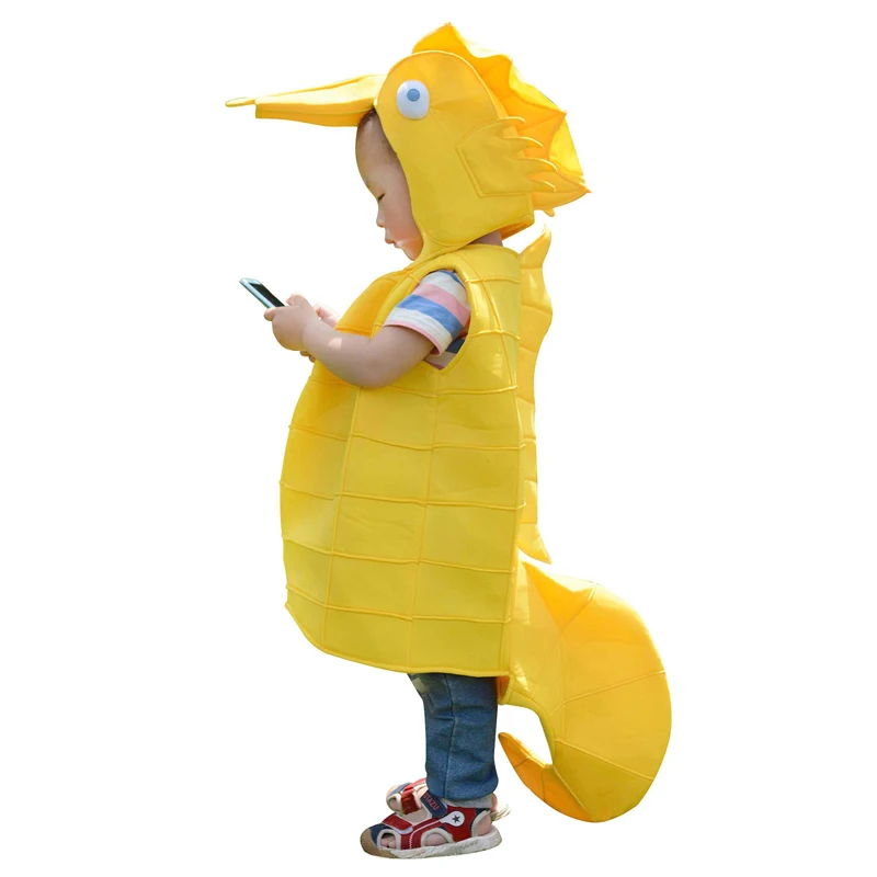 Вечерние костюмы для взрослых и детей на Хэллоуин розовый желтый цвет гиппокамп