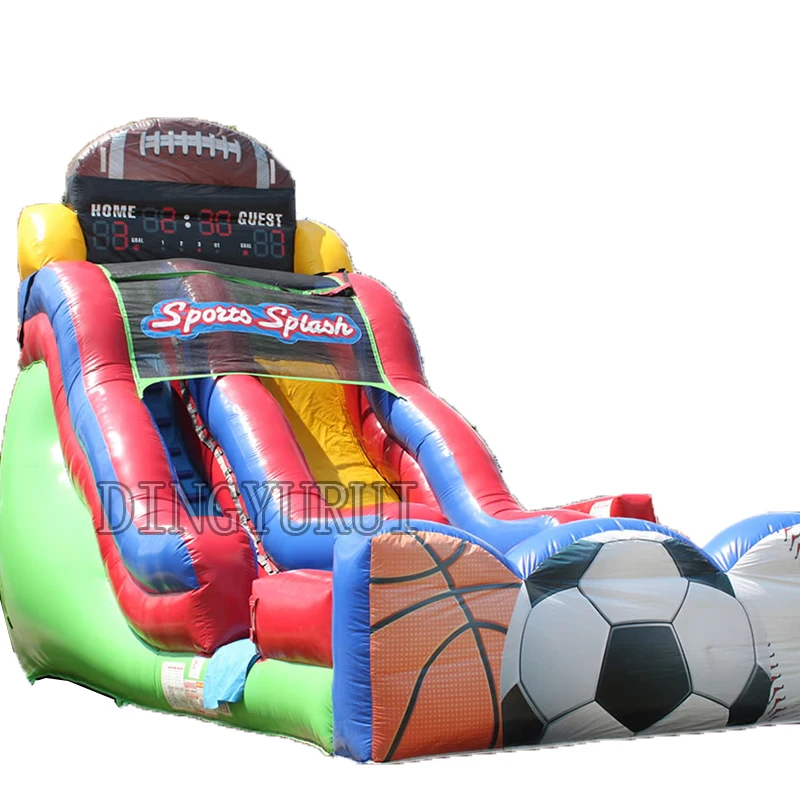 

Inflatable Slide Sports Games Football Basketball Theme Inflatable Dry Slide With Bounce Jumping Trampoline For Kids