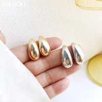 xialuoke s925 needle minimalism teardrop gold stud earrings for women fashion vintage personality lady earrings punk jewelry