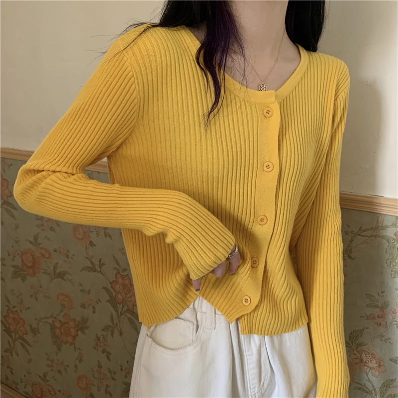 

2021 Short design thin cardigan women's conditioning shirt sweater knitted outerwear