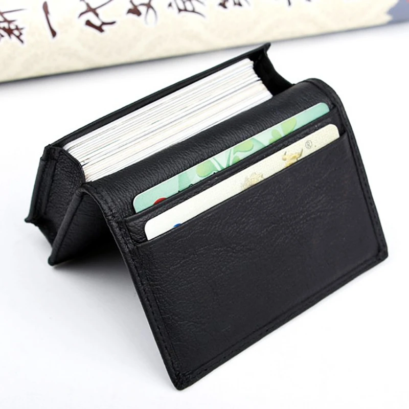 

Men Black Leather Expandable Credit Card ID Business Cards Holder Wallet Case 20CA