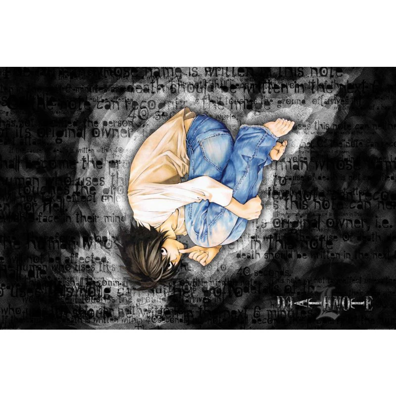 Плакат с надписью Death Note атласный на заказ тканевый настенный плакат принтом из