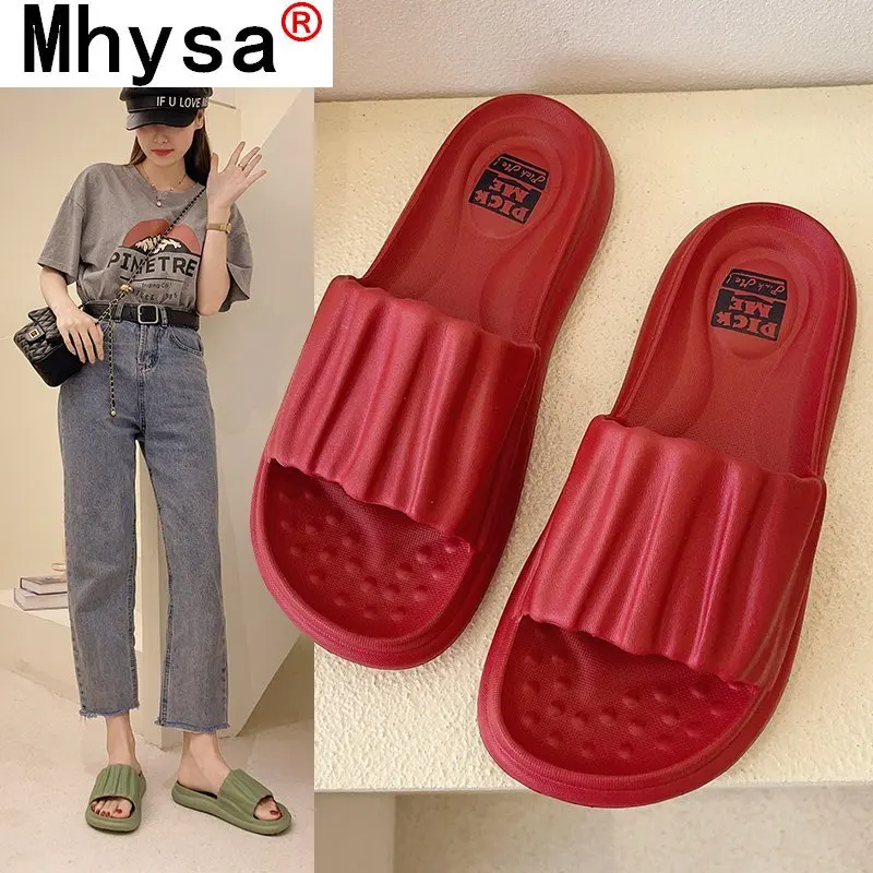 

2021 Summer Slippers Ladies Thick-soled Flip-flop Sandals Ladies Comfortable Non-slip Lazy Shoes Beach Casual Sandals for Women