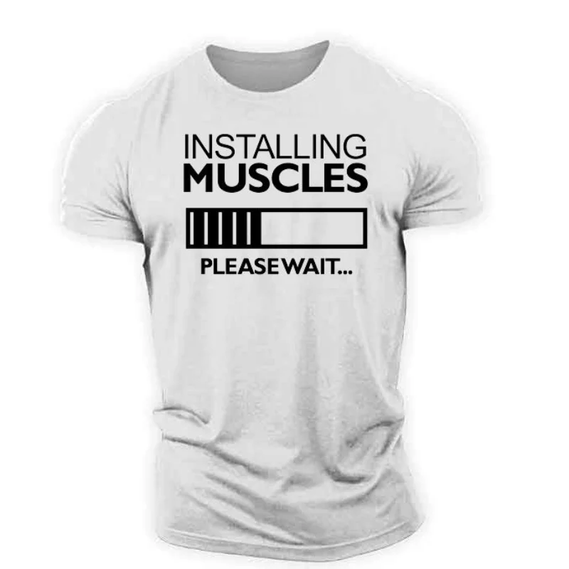 

Please wait for the muscles to fit the rod 3d printing unisex T-shirt men's women's high neck summer short-sleeved top and T-shi