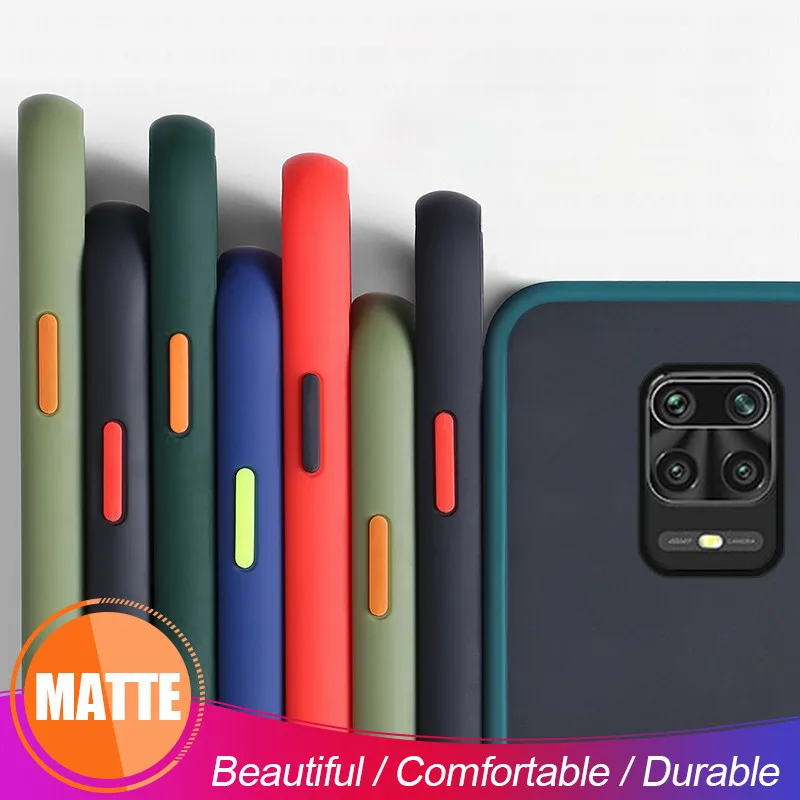 Чехол для redmi note 9 pro матовый чехол с рамкой xiaomi ударопрочный телефона на ощупь
