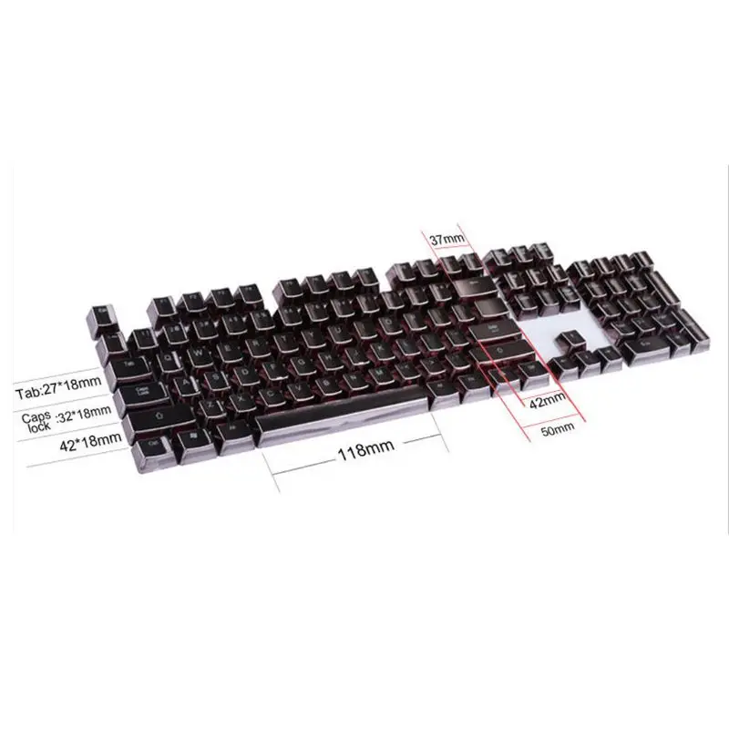 

104 Keys PBT Metal Coating Painted Backlit Shot Keycaps for Mechanical Keyboard Cherry MX