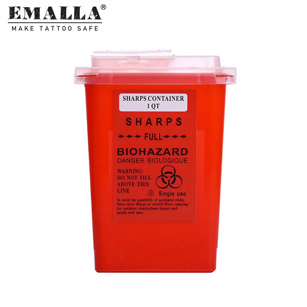 

1PCS EMALLA Sharps Container Tattoo Sharps Disposal Container Needle Disposal Containers For Tattoo Supplies Tattoo Accessories