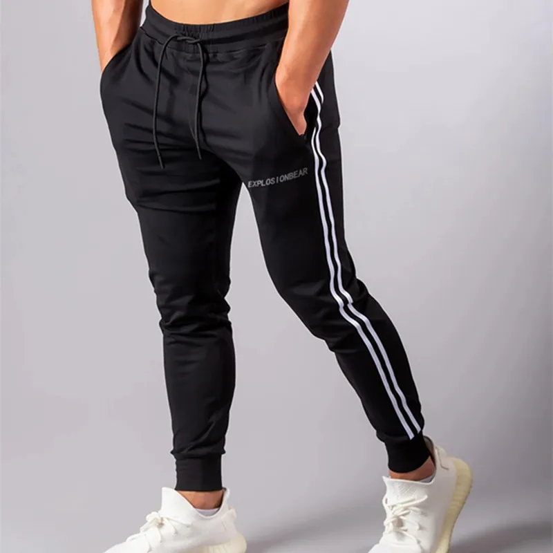 

Men Trousers jogger ropa de hombre Side stripes pants Gyms fitness work out Sweatpants sport pantalon skinny casual tracksuit