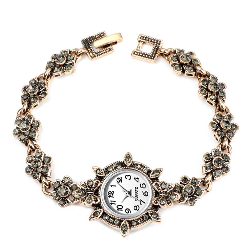 Женские кварцевые часы в стиле ретро с золотым браслетом|Женские часы-браслеты| |