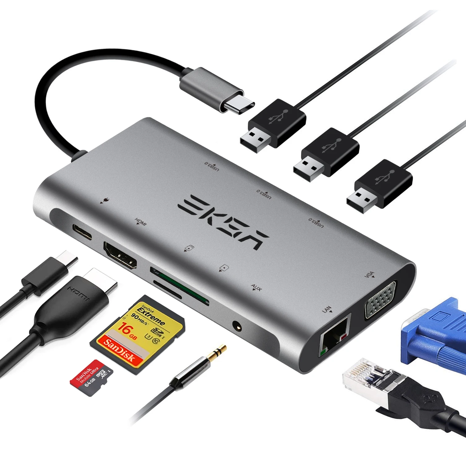 EKSA USB Type C концентратор к 3 0 HDMI RJ45 usb-хаб для MacBook Pro Аксессуары сплиттер Мульти 10