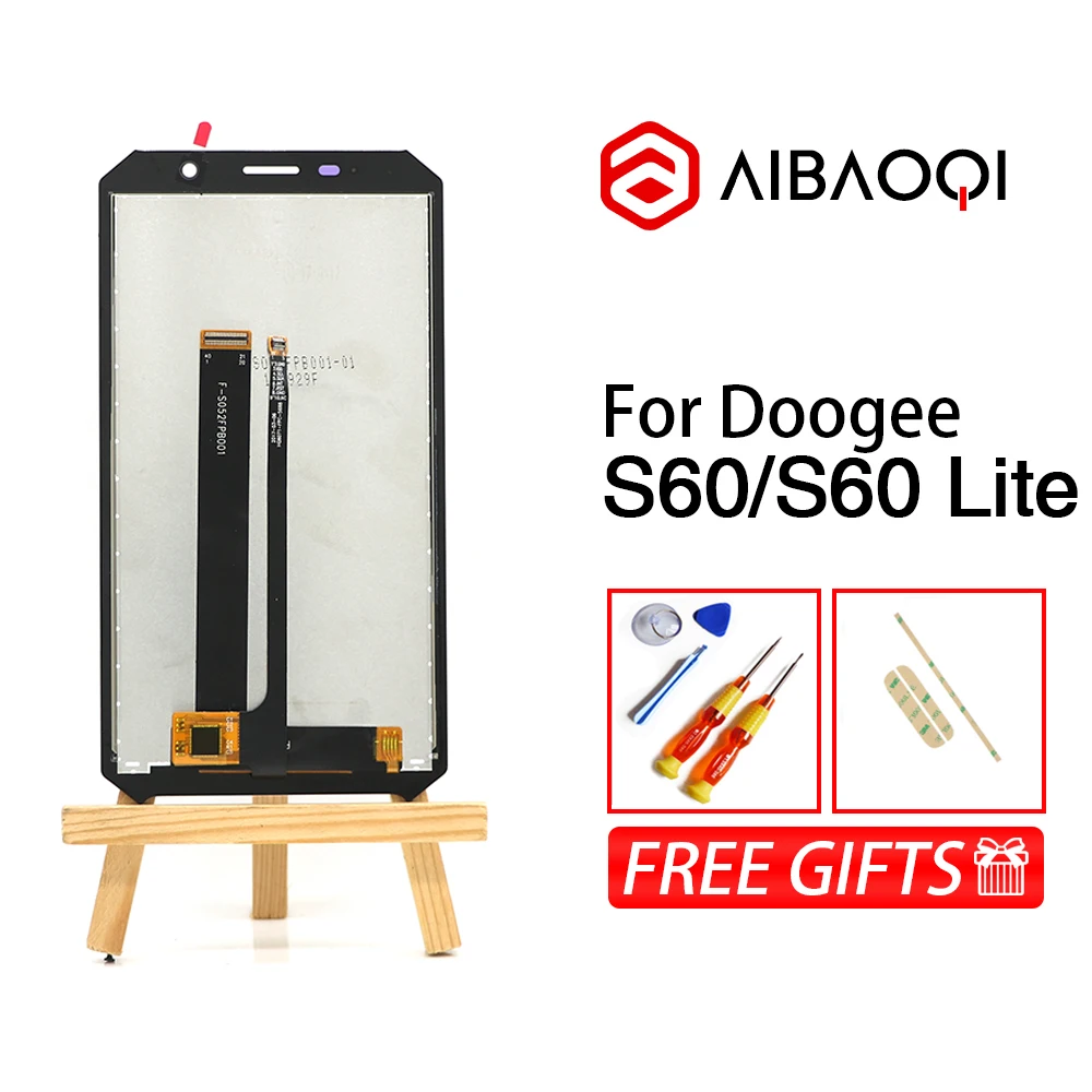 Screen without Frame AiBaoQi 5,2 дюймовый сенсорный экран+ 1920X1080 ЖК-дисплей+ рамка в сборе для телефона Doogee S60/S60 Lite - Цвет: Screen without Frame