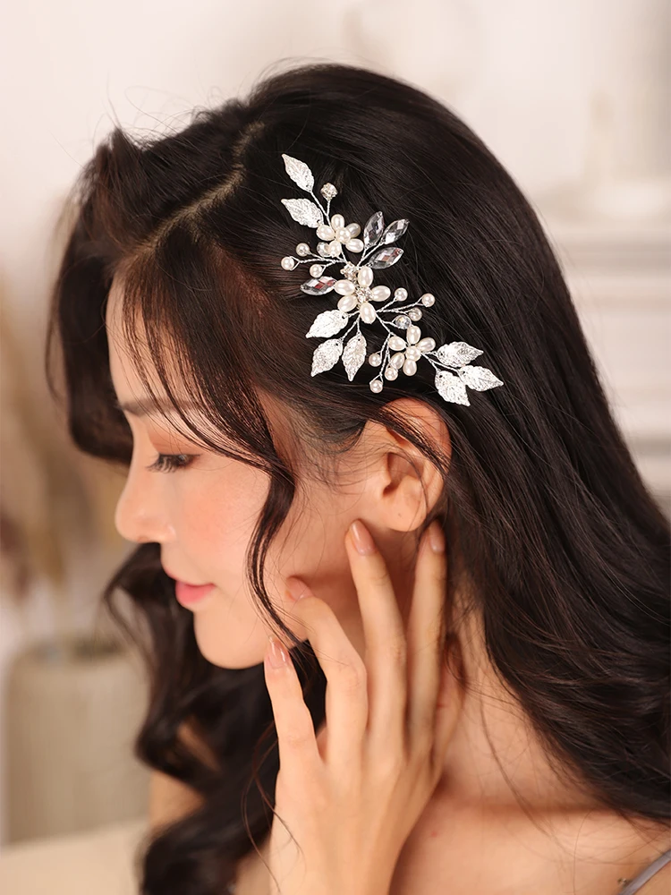 Винтажная Серебряная Свадебная заколка для волос в виде листа | Свадьбы и