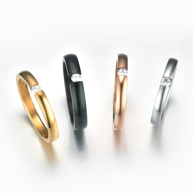 

Fashion Ring Micro-set Diamond Ring Simple Stainless Steel Diamond Ring Couple Engagement Ring Gift of Love Jewellery