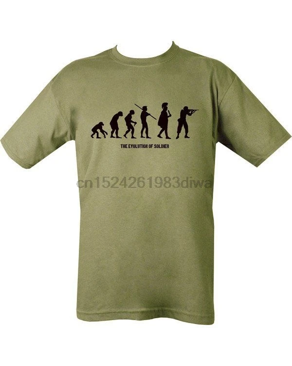 

Evolution of a Soldier T Shirt Military Army Funny Fancy Dress Airsoft Paintball