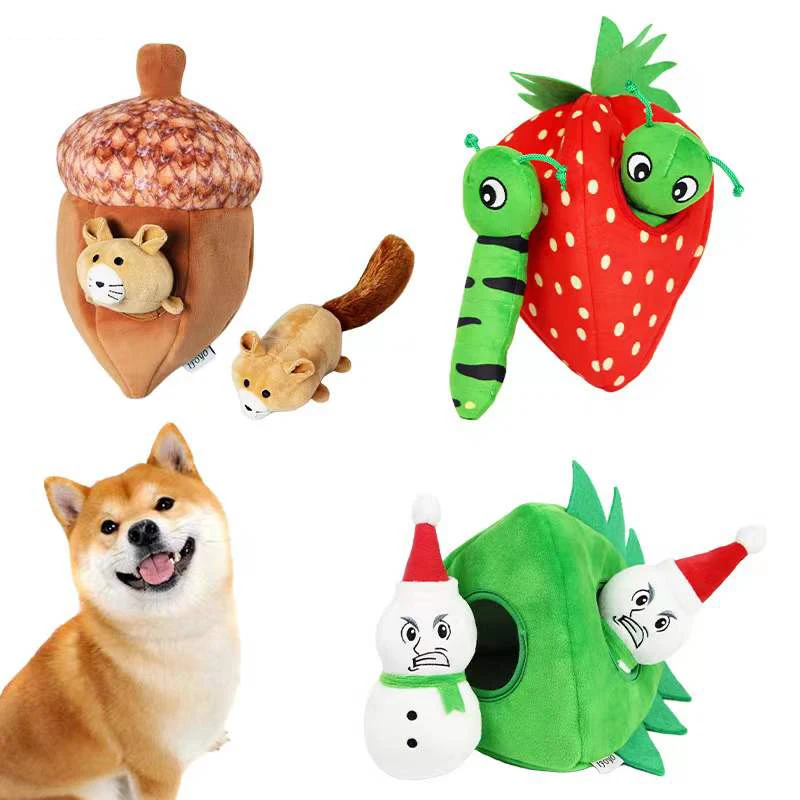 Игрушка для домашних животных Snowmans, клубника, белка, звуковая собака, бумажная игрушка, игрушка для скрытия еды, игрушка для домашних животн...