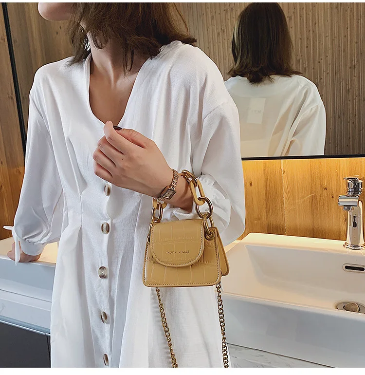 Fashion Mini Saddle Women Shoulder Bags Designer Brand Acrylic Chain Handbags Luxury Pu Leather Female Crossbody Bag Small Purse