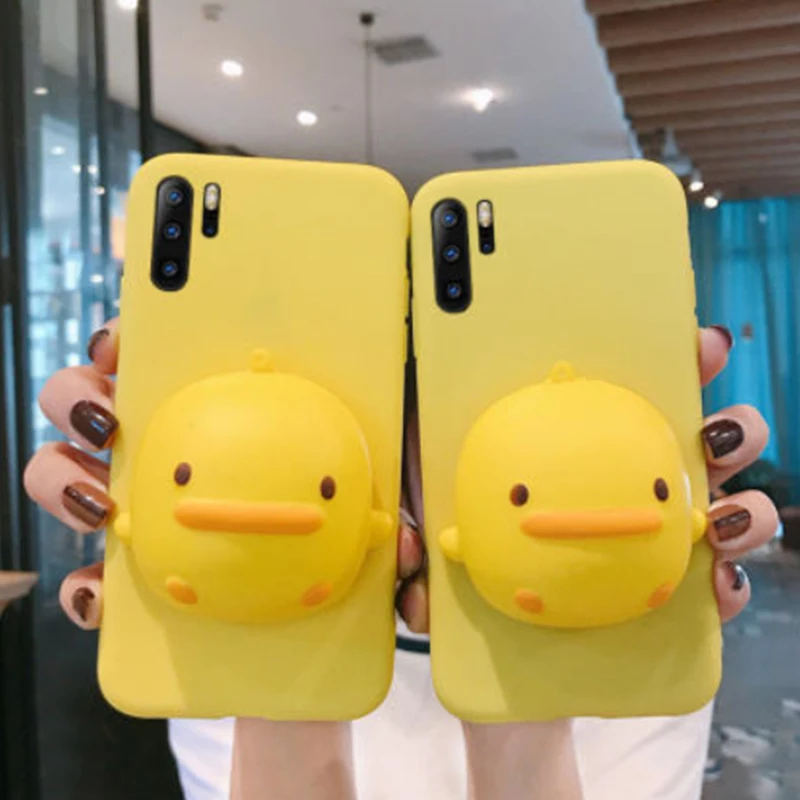 funny soft 3D yellow duck silicone phone case on for huawei honor 9 lite 8 10 7a 7c pro play v10 7s 8X 7x cute matte back cover | Мобильные