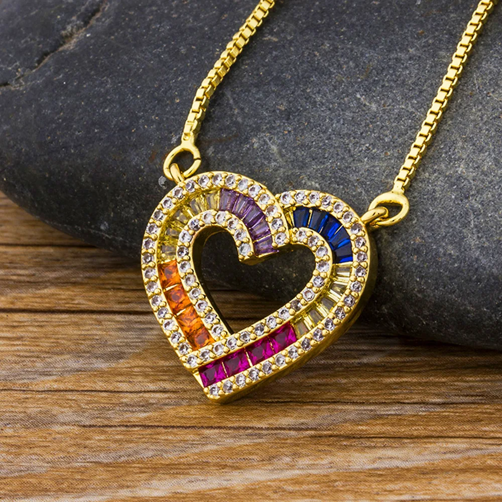 Последняя романтическое сердце Форма колье-чокер медь Радуга кубического