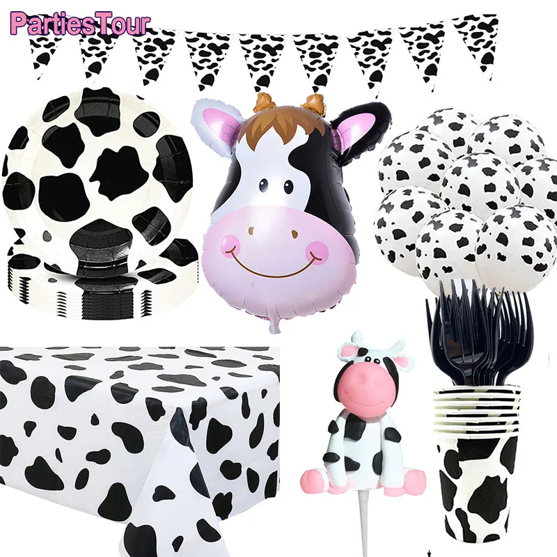 

С принтом коровы вечерние поставки Бумага баннер тарелки чашки скатерть животноводческая ферма в ковбойском стиле кантри тематические пра...