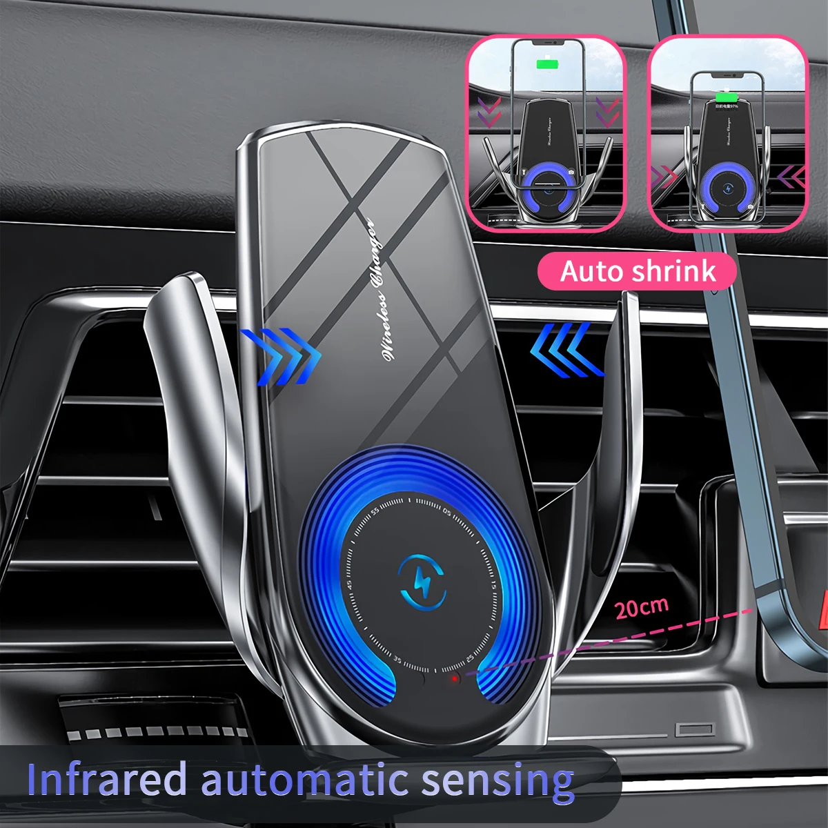 

Smart Sensor Car Vent Mount PRO 15W Wireless Car Charger for Iphone Samsung Car Phone Holder Magnet Port for All Phone Holder