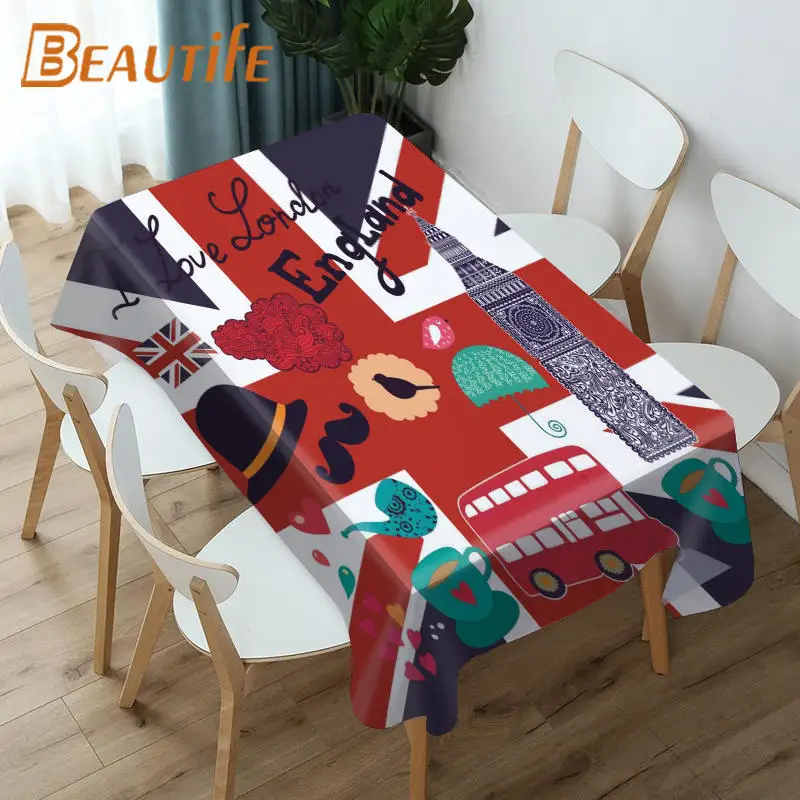 Скатерть в виде мультяшного Лондона Модный стильный водонепроницаемый чехол для