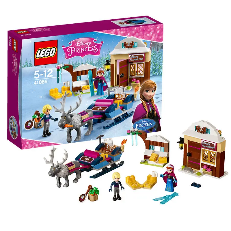 

Disney Princess Cartoon Building Blocks Children's Stitching Toys Anna's Sleigh Adventure Girls Assembling Toy Gifts