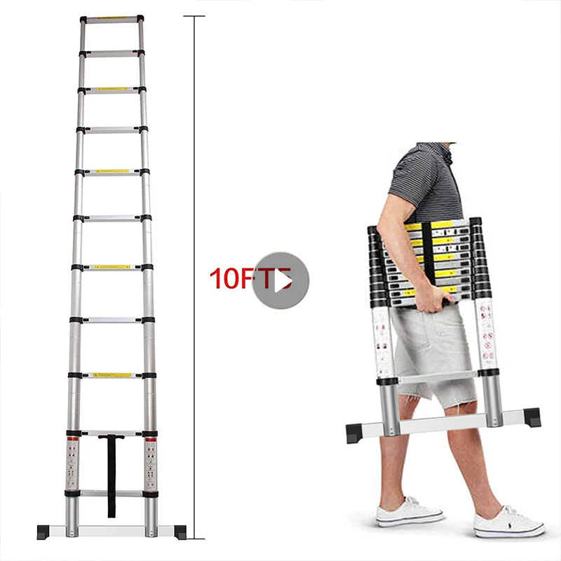 

2/2.6/3.2/3.8/4.1/4.7/5m Multi Purpose Telecopic Ladders Aluminum Foldable Extension Ladder With Bag Crossbar Household Tool HWC