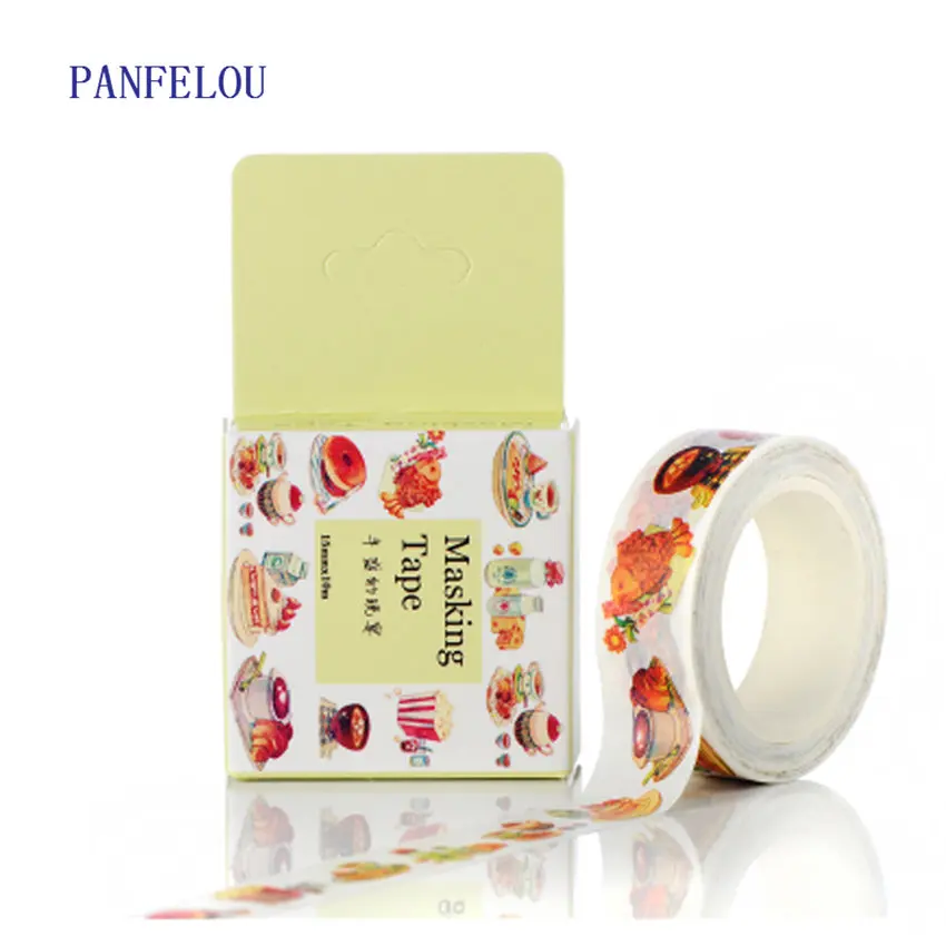 

PANFELOU 1,5 см x 10 м десерт футболка с декором в виде границы клейкая бумага Декоративный скотч с принтом "сделай сам" Скрапбукинг вручную учетной...