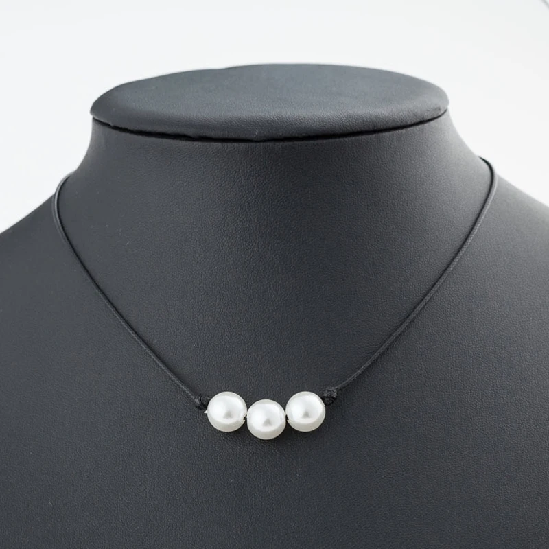 Женский кожаный чокер ручной работы ожерелье с зеленой синей бирюзой и жемчугом