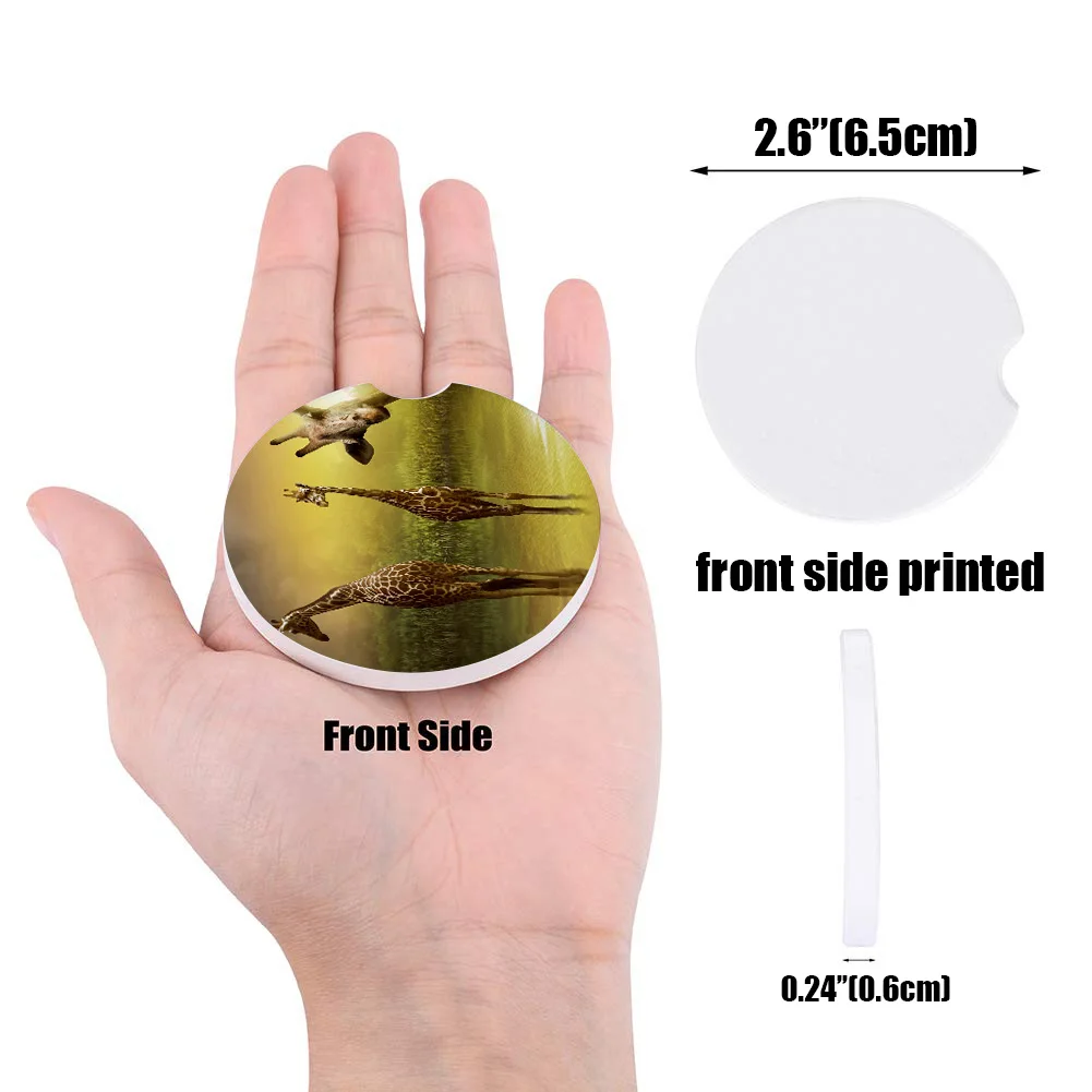 Керамические каменные круглые автомобильные подставки набор жираф лес вода