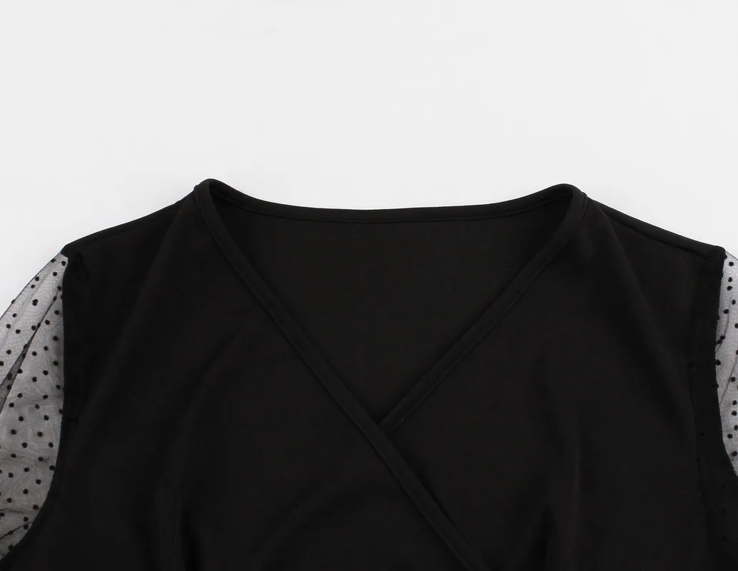 Осеннее Черное женское ретро платье с длинными рукавами v образным вырезом