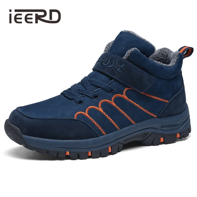 

IEERD Large Size Men's Boots Winter Ankle Men/Women Shoes With Fur Keep Warm Sneakers Suede Snow Boots For Woman/Man