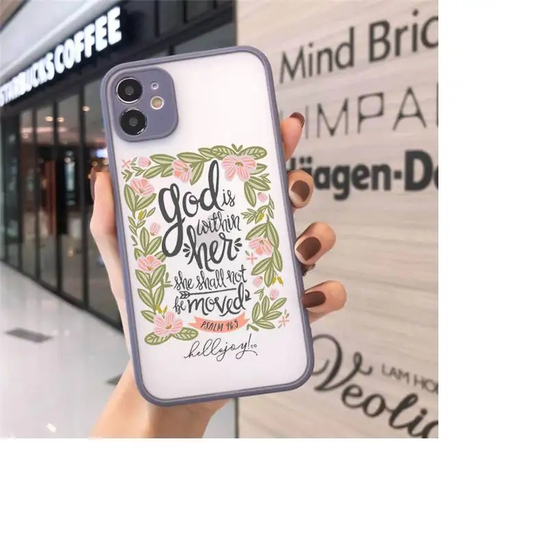 

Bible letter flower pattern Phone Cases matte transparent For iphone 7 8 11 12 plus mini x xs xr pro max cover