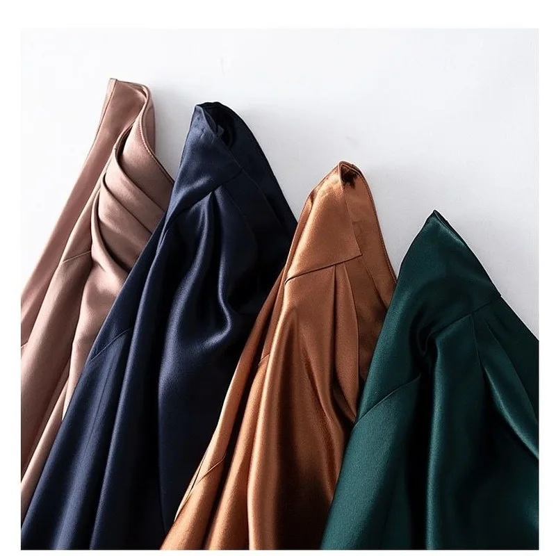 

High-waisted Skirt Women Summer Large Size Solid Elegant Silk Satin A-line Skirts Womens Midi Irregular Long Skirt Office Lady