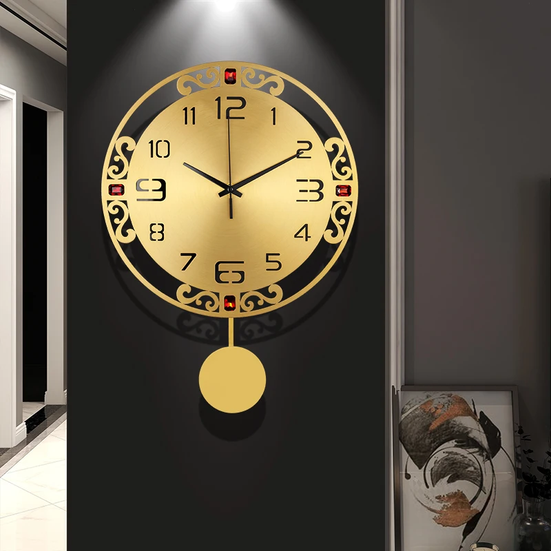 

Настенные часы в скандинавском стиле, роскошные Украшенные настенные часы с декором для гостиной, современный дизайн, сменные часы из чисто...