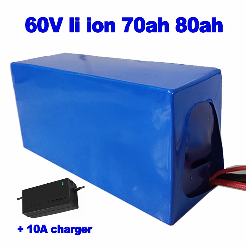 Литиево ионная 60V 70ah 80ah комплект литий ионный батарей встроенный 50A BMS 3000 Вт для