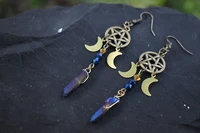 pagan moon earringsmoon goddess earringswitch earrings winter solstice pentagram earringscelestial earrings