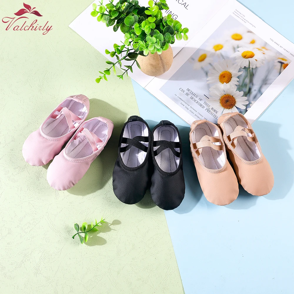 

Girls Kids PU Leather Pointe Shoes Full Sole Dance Slippers High Quality Ballerina Boys Children Practice Shoes For Ballet